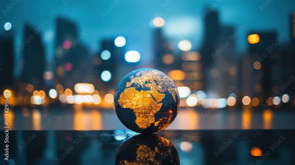 Earth with blurred city lights in the background Earth with blurred city lights in the background