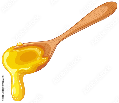 Honey Dripping from Wooden Spoon