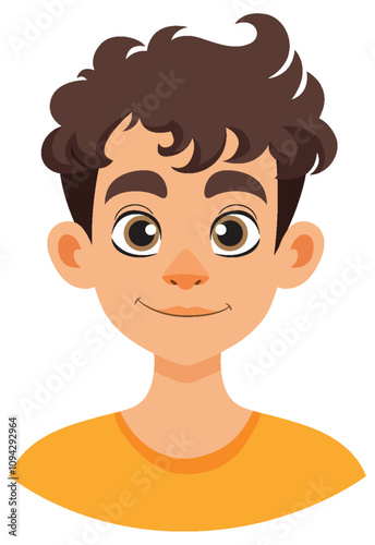 Smiling Boy with Curly Hair