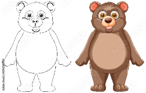 Cute Bear Illustration with Outline