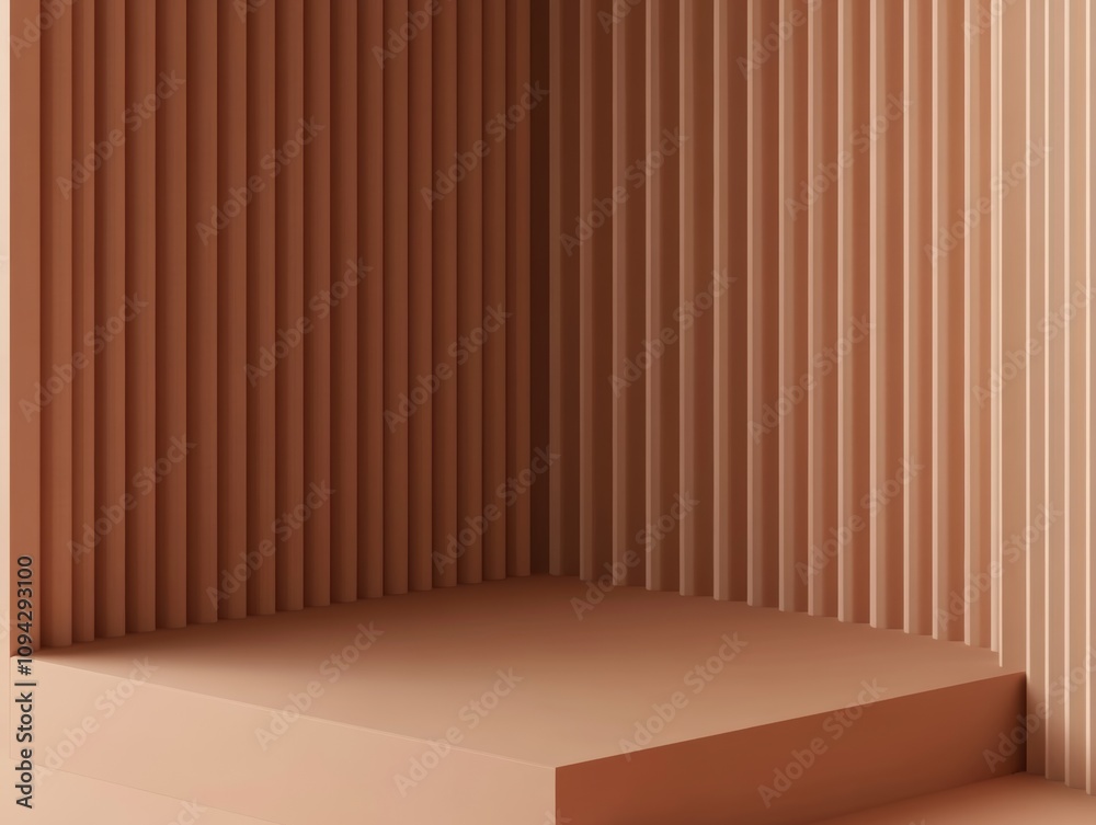 Minimalist Geometric Cube Corner Wall Display with Warm Brown Background and Smooth Textures
