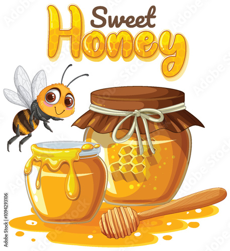 Sweet Honey and Busy Bee Illustration