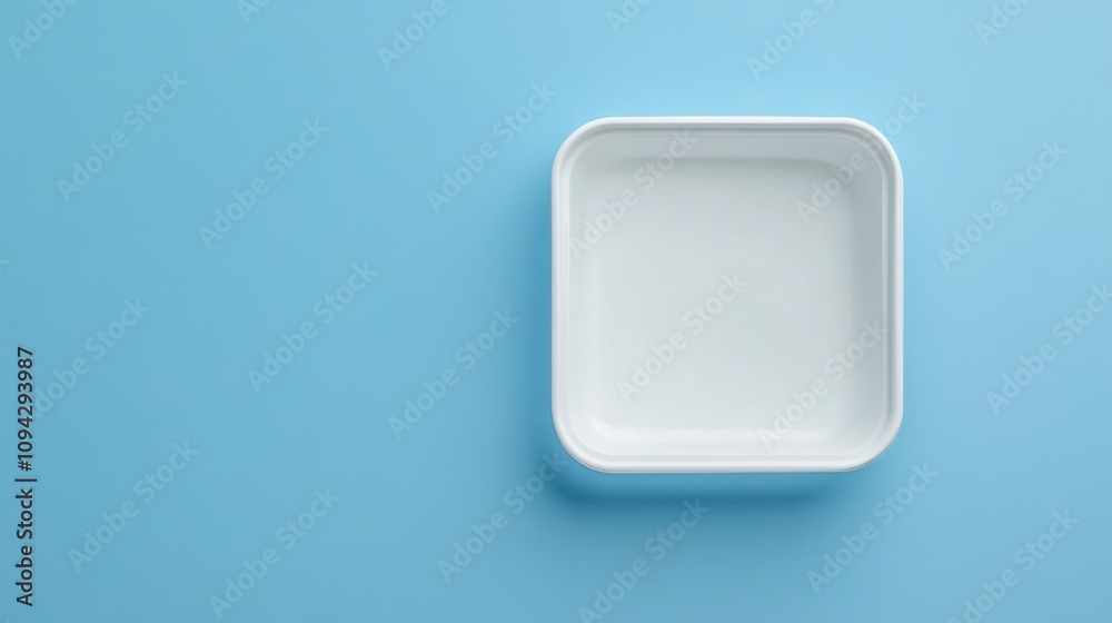 Plastic or paper tray mockup on blue background Plastic or paper tray mockup on blue background
