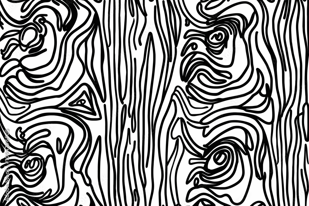 Trendy Black and White Abstract Line Doodle Pattern for Modern Aesthetic Designs Trendy Black and White Abstract Line Doodle Pattern for Modern Aesthetic Designs