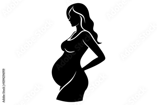 Pregnant Woman Silhouette Vector Illustration - Maternity and Motherhood Design