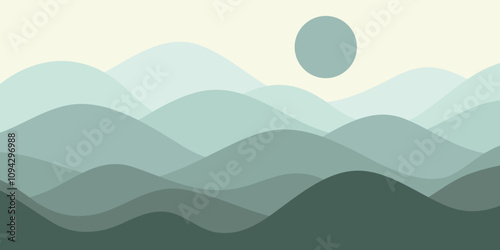 Mountain colors, translucent waves, sunset, abstract glass shapes, modern background, design vector illustration