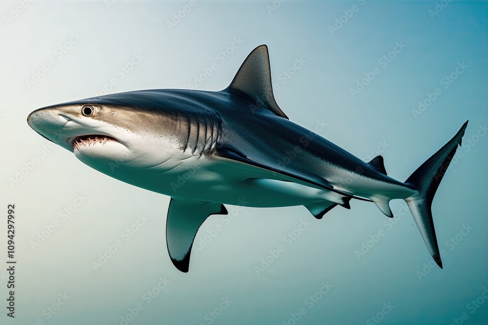 Fototapeta premium Isolated Hammerhead Shark on White Background Predatory Ocean Fish Image