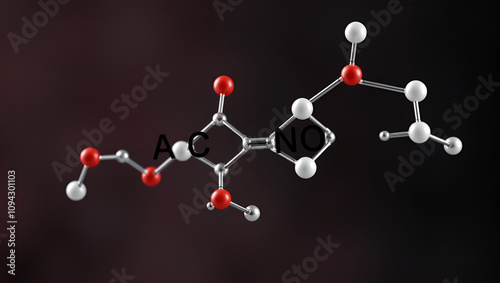 Acetanilide, C8H9NO, drug molecule. It has analgesic and fever-reducing properties. Molecular model photo