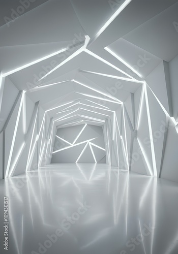 展覧会の背景、未来的な白い空間｜Exhibition backdrop, futuristic white space