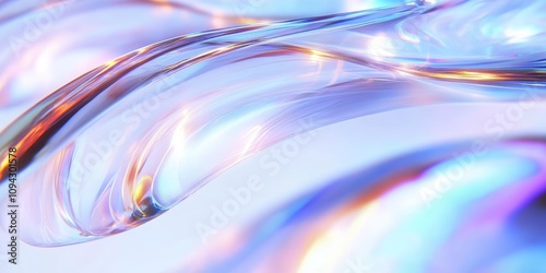 Abstract Digital Art Smooth Glass Surface Light Patterns Colorful Refraction