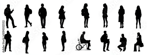 Silhouettes of People in Various Poses Outline Vector Art Collection for Graphic Resources photo