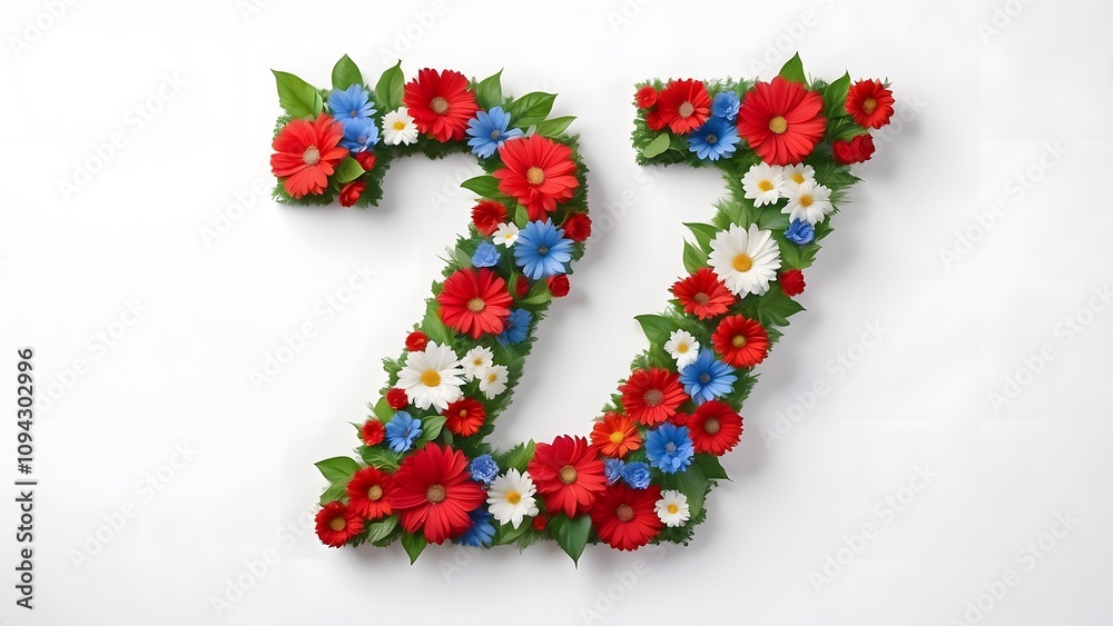 Floral number 5 on a white background, perfect for celebrating Independence Day and other summer events, Ideal for vibrant, eco-friendly themes Floral number 5 on a white background, perfect for celebrating Independence Day and other summer events, Ideal for vibrant, eco-friendly themes