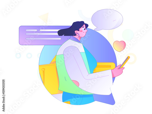 Virtual characters social communication concept business flat vector hand drawn illustration
