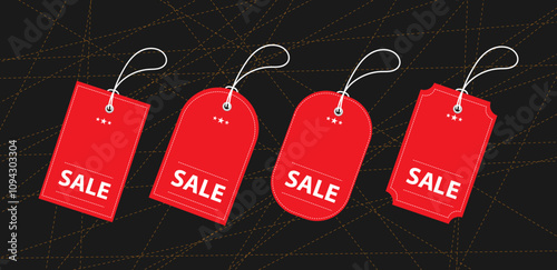 Vector illustration set empty price tags red suitable for label, tag, coupon, discount, sale, and budge