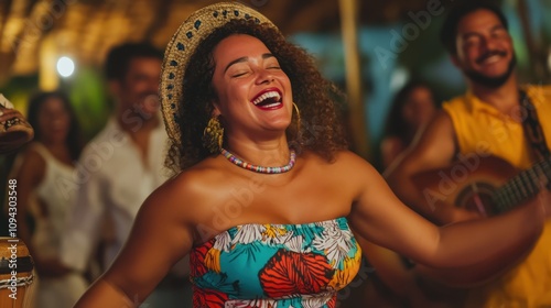 Family members joyfully dance Forro, laughing and embracing their rich cultural traditions