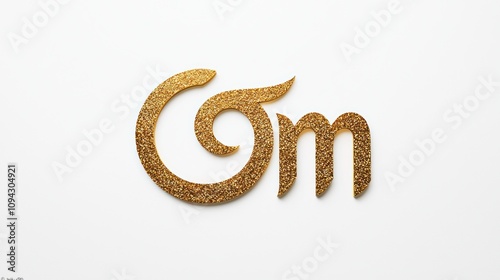 An elegant, minimalistic logo featuring the sacred symbol "Om" in gold foil on a white background. The design should convey spirituality and peace with clean lines and subtle details.,generated ai.