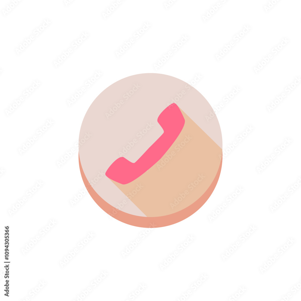 Telephone Icon - Round Shadow