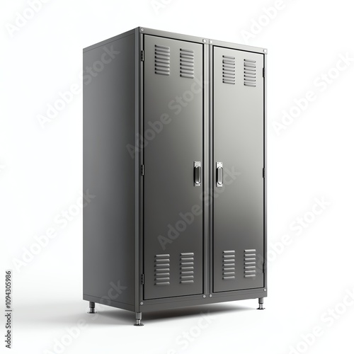 Metal locker on a white isolated background.