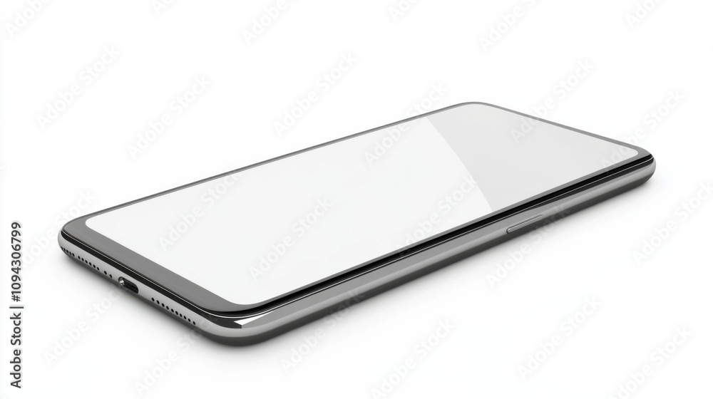 Slim smartphone design with a blank white screen Slim smartphone design with a blank white screen