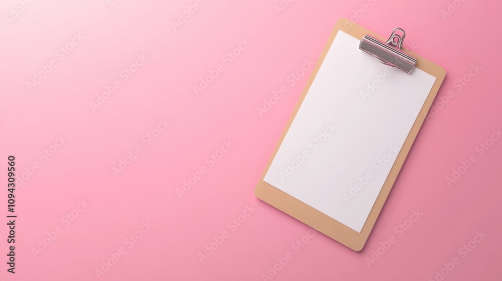3D clipboard for a work project plan or productivity checklist on a pink background 3D clipboard for a work project plan or productivity checklist on a pink background