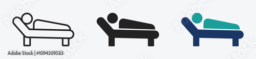 Person in bed vector icon. Hotel vector icon design set. Patient in hospital icon
