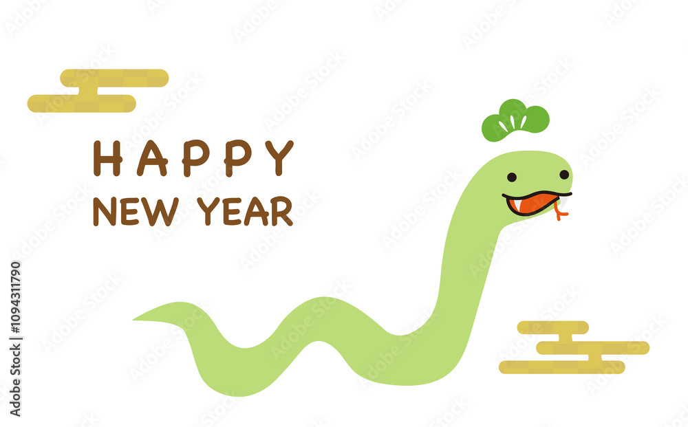 Obraz premium 蛇のイラスト年賀状素材