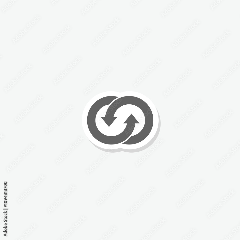 Synchronize arrows flat icon sticker isolated on gray background Synchronize arrows flat icon sticker isolated on gray background
