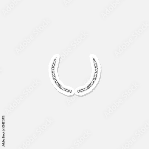 Laurel wheat icon sticker isolated on gray background