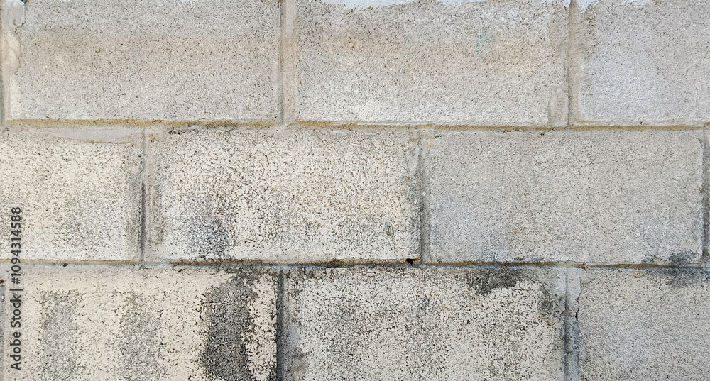 Fototapeta premium Old concrete wall, not plastered, texture rough surface ,dirty cinderblocks wall background