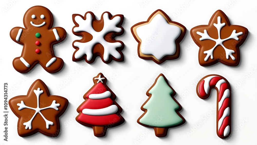 Naklejka premium Xmas abstract icons in minimalist style.Snow, Snowflake, Christmas Ornament, Decoration.