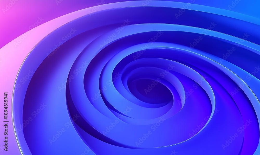 Abstract 3D Render of Blue and Purple Rings with Smooth Curves and Layers Abstract 3D Render of Blue and Purple Rings with Smooth Curves and Layers