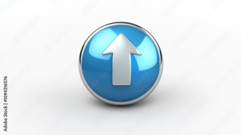 Upload symbol in a glossy 3D button, isolated on a white background Upload symbol in a glossy 3D button, isolated on a white background