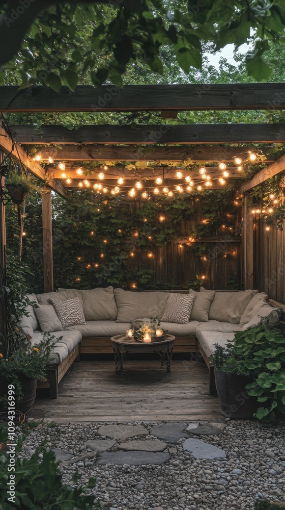 Fototapeta premium A patio with a lot of flowers and candles