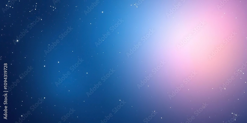 Fototapeta premium Blue gradient background with scattered stars and constellations, cosmic scene, evening sky, celestial bodies