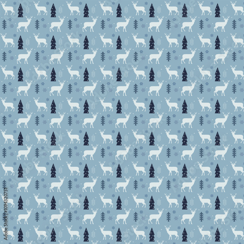 winter deer with tree pattern illustration