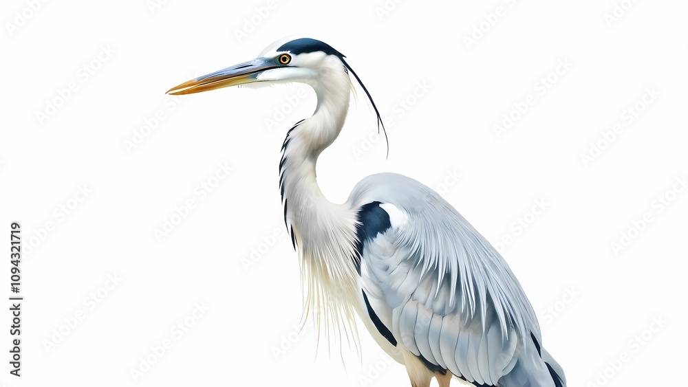 Obraz premium Detailed watercolor of a heron with realistic features, showcasing Heron Watercolor style.