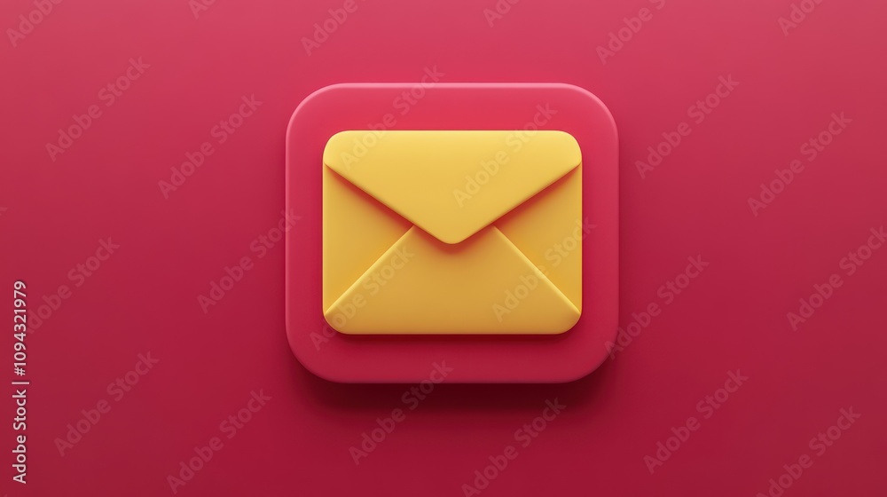 The simple and modern messaging app icon, with a yellow envelope on a red background, symbolizes communication and messaging The simple and modern messaging app icon, with a yellow envelope on a red background, symbolizes communication and messaging