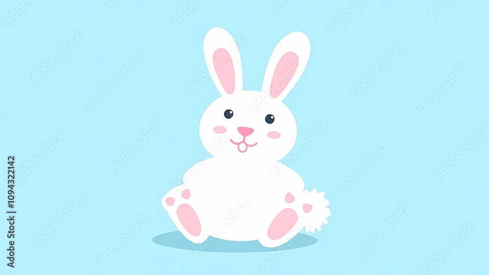 Simple illustration of a white rabbit with pink paws, titled Rabbit Paw. Simple illustration of a white rabbit with pink paws, titled Rabbit Paw.
