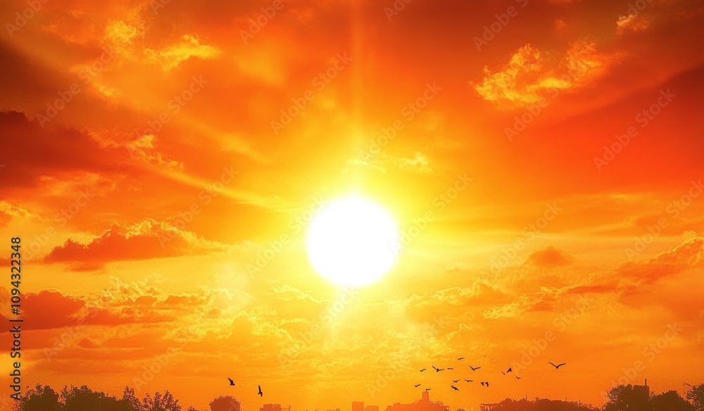 Vibrant Sunset with Bright Sun and Warm Colors Skyscape Vibrant Sunset with Bright Sun and Warm Colors Skyscape