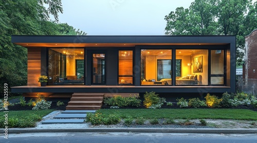 Modern Minimalist House Design: Evening Illumination