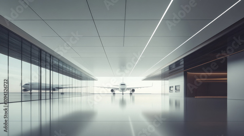 hangar, light-filled corridor in a modern airport building