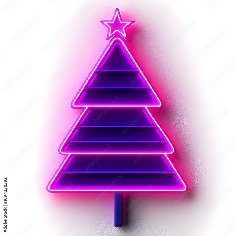 Neon Christmas Tree with Star Decoration Neon Christmas Tree with Star Decoration