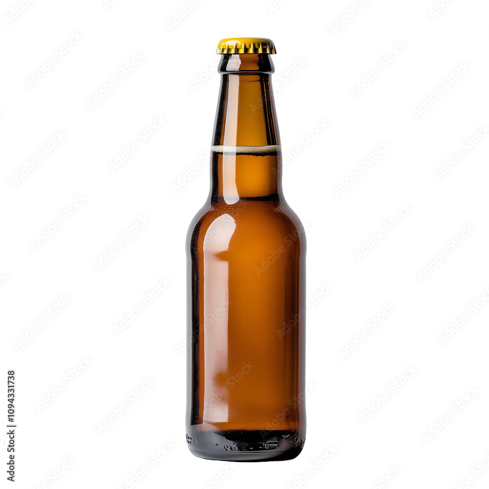 A single beer bottle isolated on a transparent background A single beer bottle isolated on a transparent background