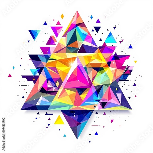 T-shirt print. Colorful geometric print design featuring vibrant triangles for a stylish t-shirt