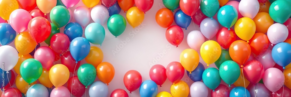 A large frame filled with multicolored balloons in different shapes and sizes, festive balloon displays, decorative frames, holiday setup inspiration A large frame filled with multicolored balloons in different shapes and sizes, festive balloon displays, decorative frames, holiday setup inspiration