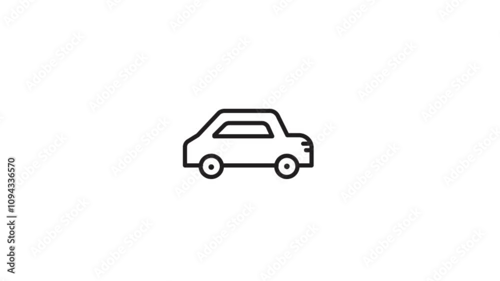 animated black lineart transportation car on white background animated black lineart transportation car on white background