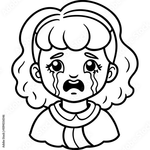  crying baby girl illustration