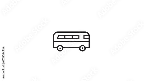 animated black lineart transportation bus on white background