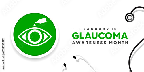 January Is Glaucoma Awareness month. Stesthoscope and eye. Great for cards, banners, posters, social media and more. White background. 