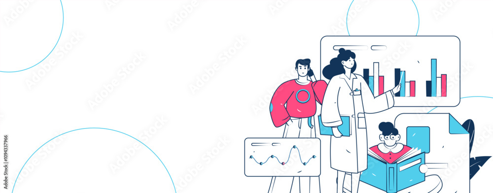 Obraz premium Doctor examines patient flat vector concept operation hand drawn illustration